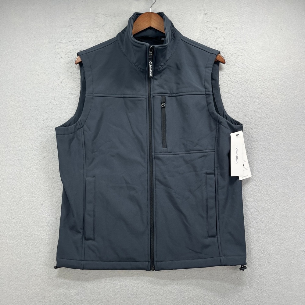 Calvin Klein Softshell Vest Mens Medium Gray Full Zip Gorpcore Outerwear New